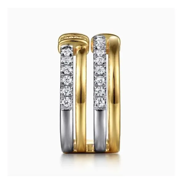 Two & Tone 14K Yellow & White Gold Four Row Diamond Fashion Ring Image 3 Moore Jewelers Laredo, TX