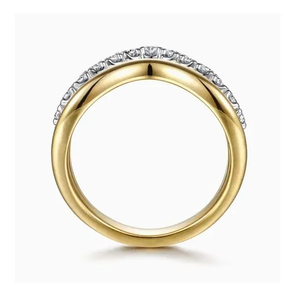 Two Tone 14K Yellow & White Chevron Diamond Fashion Ring Image 3 Moore Jewelers Laredo, TX