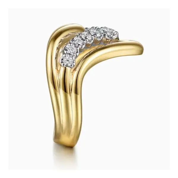 Two Tone 14K Yellow & White Chevron Diamond Fashion Ring Image 4 Moore Jewelers Laredo, TX