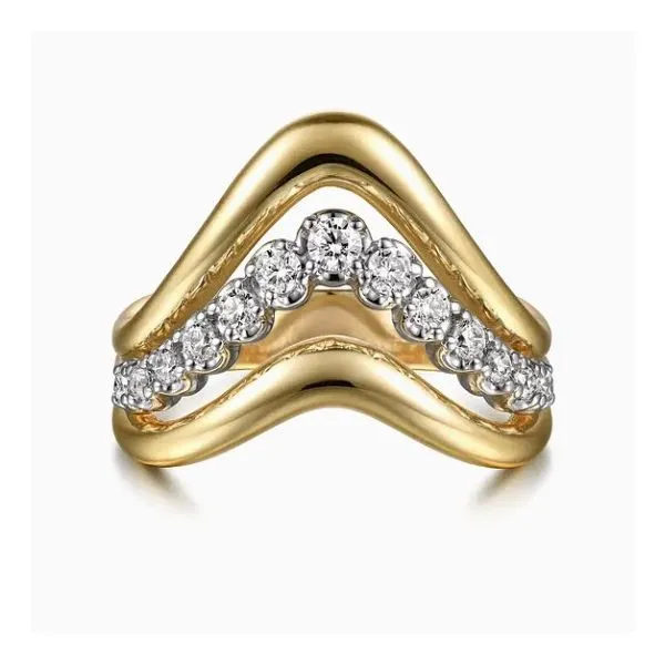 Two Tone 14K Yellow & White Chevron Diamond Fashion Ring Moore Jewelers Laredo, TX