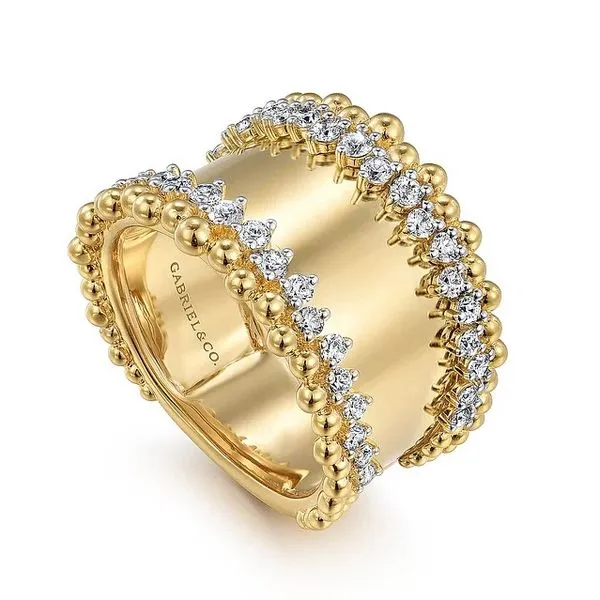 14K Yellow Gold Wide Band Diamond Fashion Ring Image 2 Moore Jewelers Laredo, TX