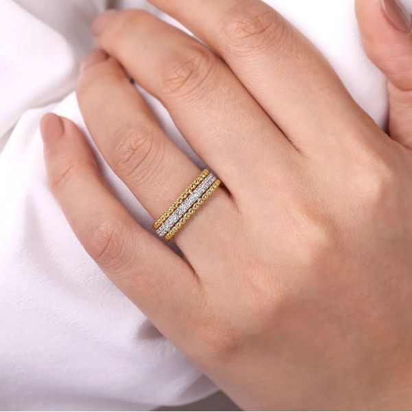 Two Tone 14K Yellow & White Gold Three Row Bujukan Beaded Ring Image 3 Moore Jewelers Laredo, TX
