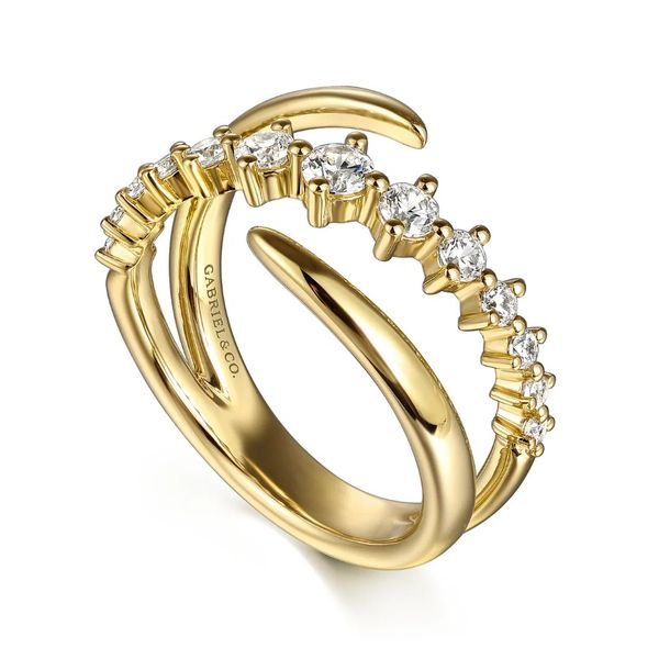 14K Yellow Gold Diamond Bypass Ring Image 2 Moore Jewelers Laredo, TX