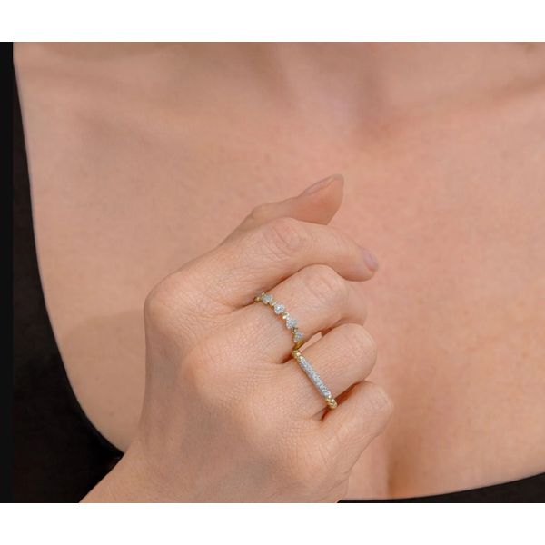 14K Yellow Gold Pave Diamond Heart Stackable Fashion Ring Image 2 Moore Jewelers Laredo, TX