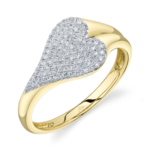 14K Yellow Gold Sideways Pave Heart Fashion Ring Moore Jewelers Laredo, TX