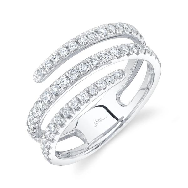 14K White Gold Three Row Diamond Ring Moore Jewelers Laredo, TX