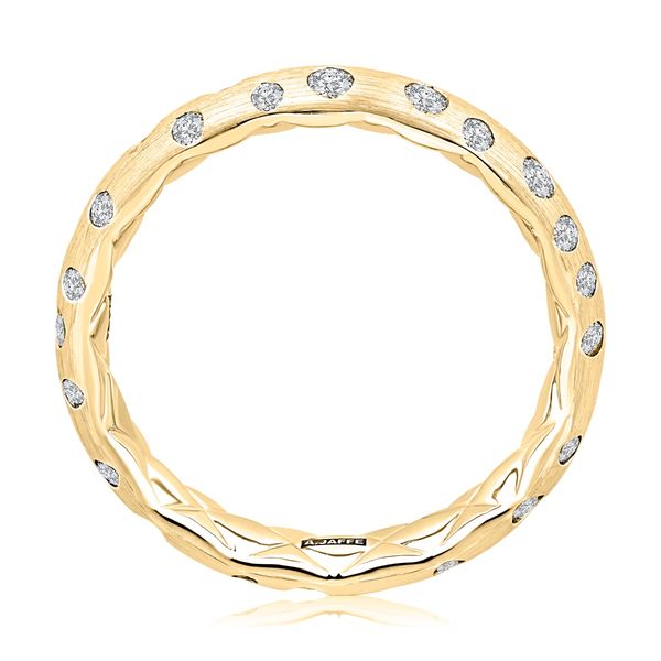 14K Yellow Gold Quilted Diamond Eternity Satin Finish Gypsy Set Ring Image 2 Moore Jewelers Laredo, TX