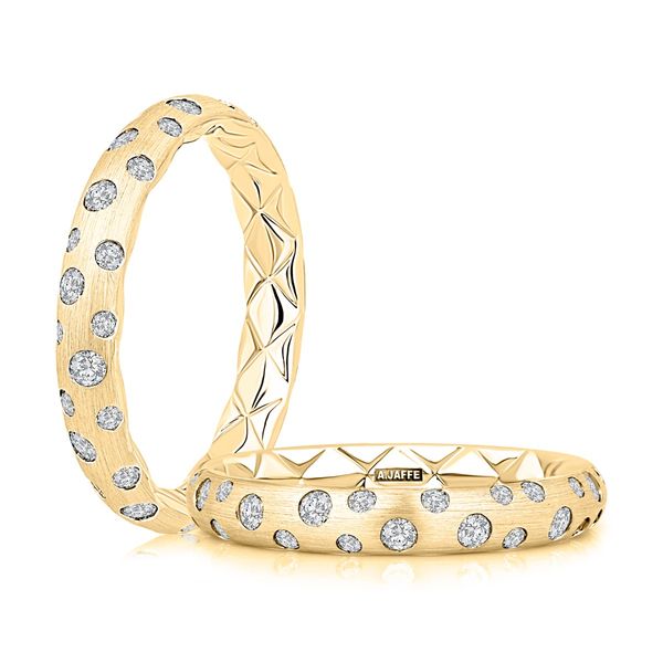 14K Yellow Gold Quilted Diamond Eternity Satin Finish Gypsy Set Ring Image 3 Moore Jewelers Laredo, TX