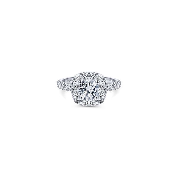 White 14 Karat Cushion Halo Diamond Ring Size 6.5 Moore Jewelers Laredo, TX