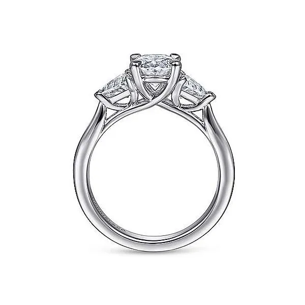 14K White Gold Three Stone Semi-Mount Ring Image 2 Moore Jewelers Laredo, TX