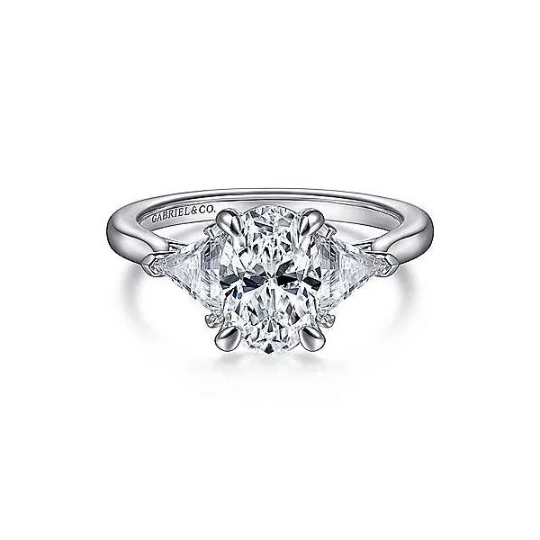 14K White Gold Three Stone Semi-Mount Ring Moore Jewelers Laredo, TX