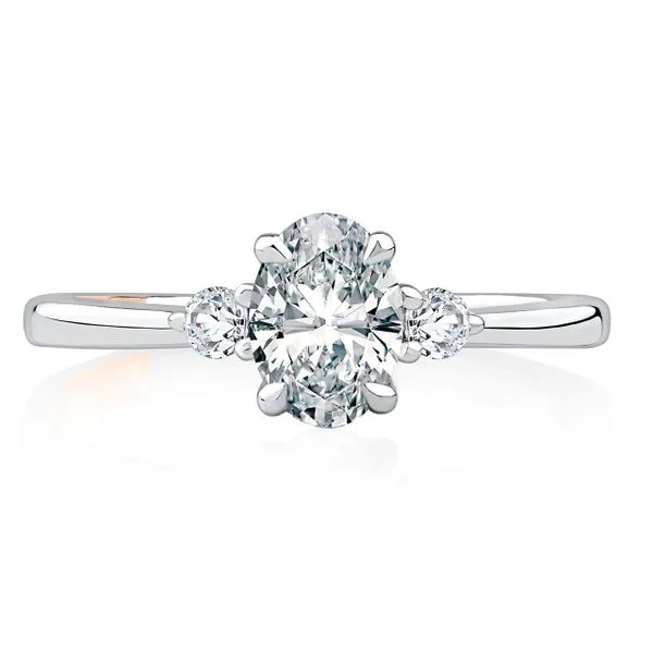 18K White Gold 3-Stone Semi-Mount Diamond Ring Moore Jewelers Laredo, TX