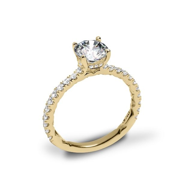 18K Yellow Gold Hidden Halo Diamond Semi-Mount Ring Moore Jewelers Laredo, TX