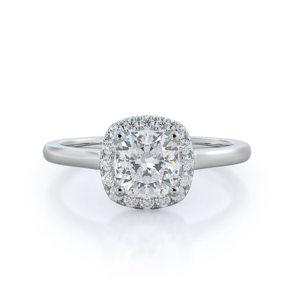 18K White Gold Halo Diamond Semi-Mount Ring Moore Jewelers Laredo, TX