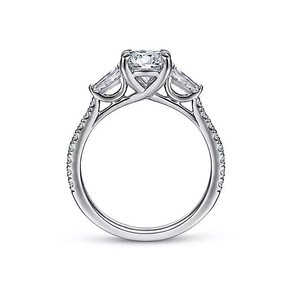 14K White Gold 3 Stone Traditional Semi-mount Ring Image 2 Moore Jewelers Laredo, TX