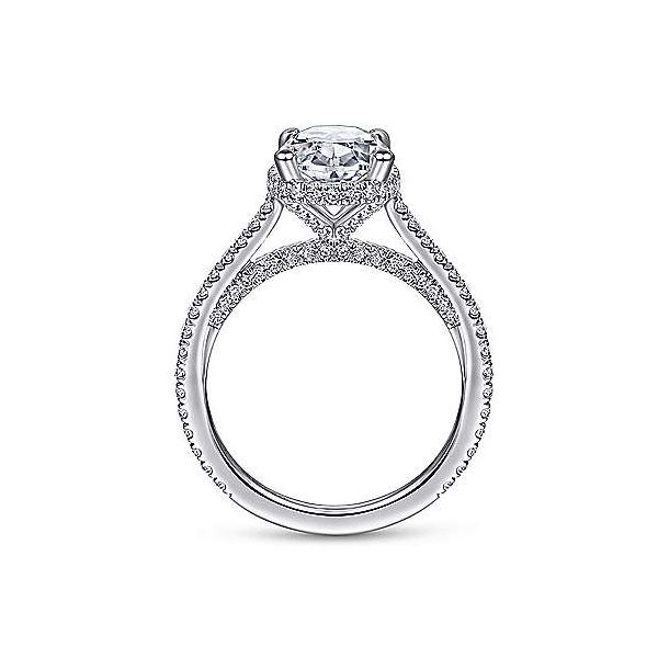 14K White Gold Oval Halo Diamond Semi-Mount Ring Image 2 Moore Jewelers Laredo, TX