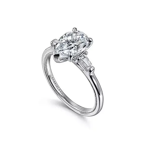 14K White Gold Three Stone Diamond Semi-Mount Ring Image 2 Moore Jewelers Laredo, TX