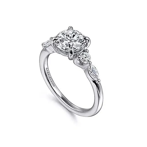 14K White Gold Five Stone Semi-Mount Ring Image 2 Moore Jewelers Laredo, TX