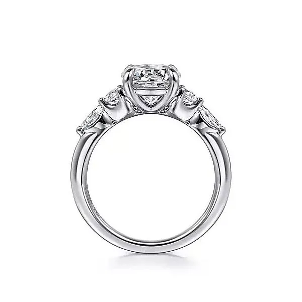 14K White Gold Five Stone Semi-Mount Ring Image 3 Moore Jewelers Laredo, TX