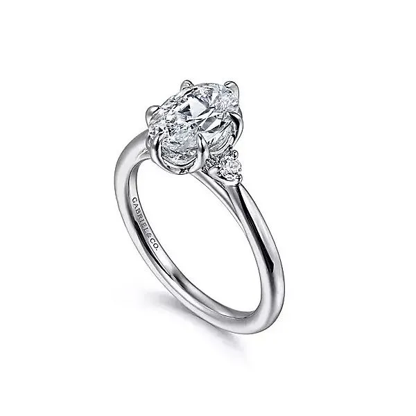 14K White Gold Three Stone Semi-Mount Ring Image 2 Moore Jewelers Laredo, TX