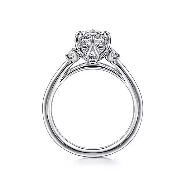 14K White Gold Three Stone Semi-Mount Ring Image 3 Moore Jewelers Laredo, TX