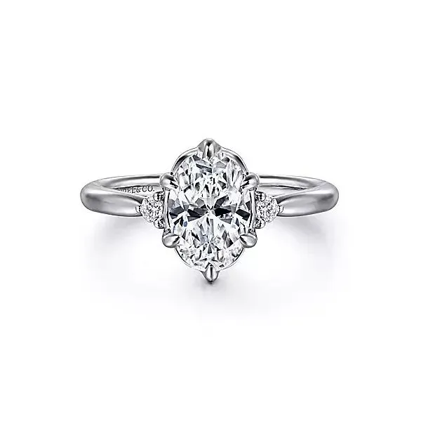 14K White Gold Three Stone Semi-Mount Ring Moore Jewelers Laredo, TX