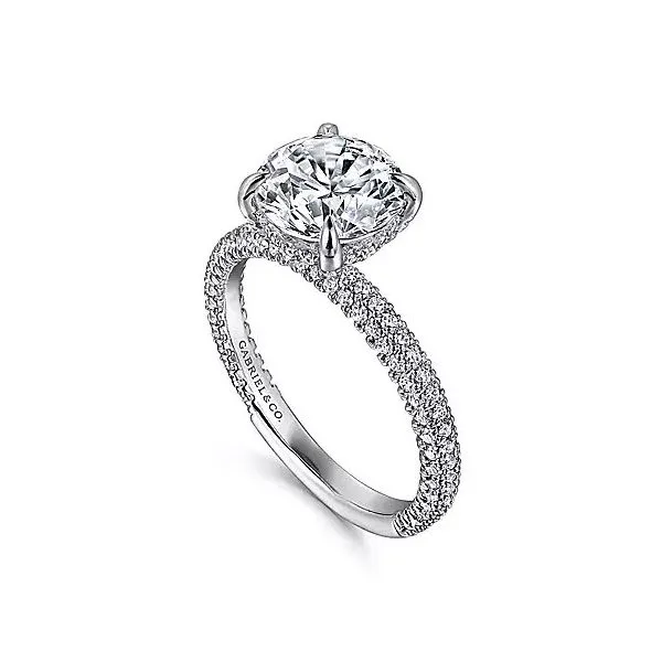 14K White Gold Pave Semi-Mount Ring Image 2 Moore Jewelers Laredo, TX