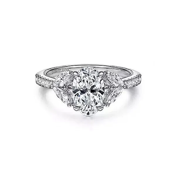 14K White Gold Side Petal Semi-Mount Ring Moore Jewelers Laredo, TX