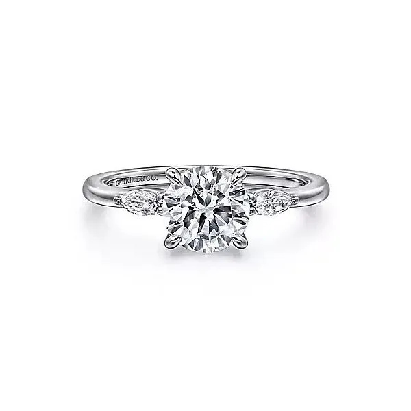 14K White Gold Three Stone Semi-Mount Ring Moore Jewelers Laredo, TX