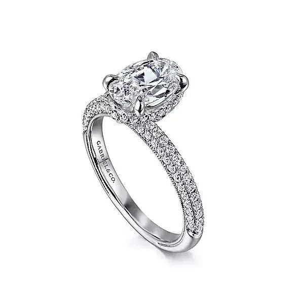 Lady's 14K White Gold Hidden Halo Semi-Mount Ring Image 2 Moore Jewelers Laredo, TX