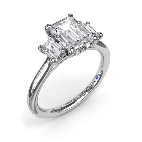 14K White Gold Three Stone Semi-Mount Ring Image 2 Moore Jewelers Laredo, TX