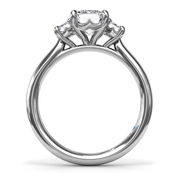 14K White Gold Three Stone Semi-Mount Ring Image 3 Moore Jewelers Laredo, TX