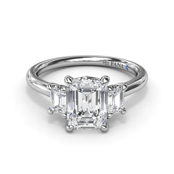 14K White Gold Three Stone Semi-Mount Ring Moore Jewelers Laredo, TX