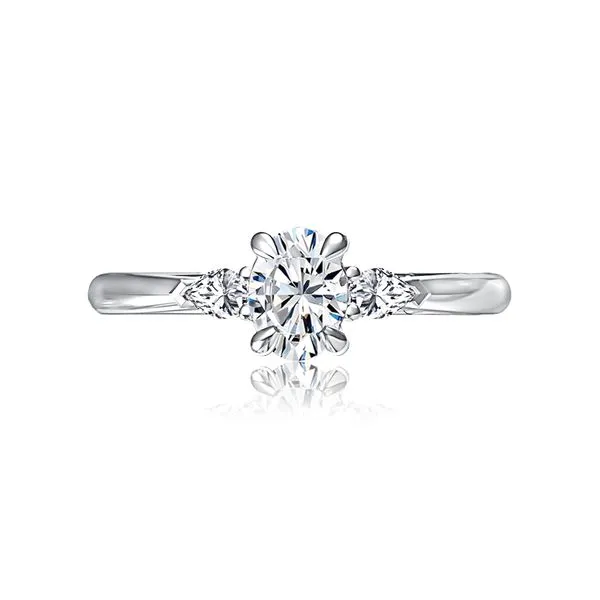 18K White Gold Three Stone Diamond Semi-Mount Ring Image 2 Moore Jewelers Laredo, TX