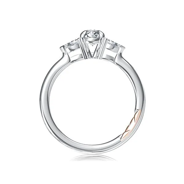 18K White Gold Three Stone Diamond Semi-Mount Ring Moore Jewelers Laredo, TX