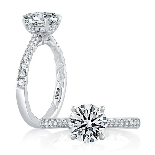 18K White Gold Hidden Halo Diamond Semi-Mount Ring Moore Jewelers Laredo, TX