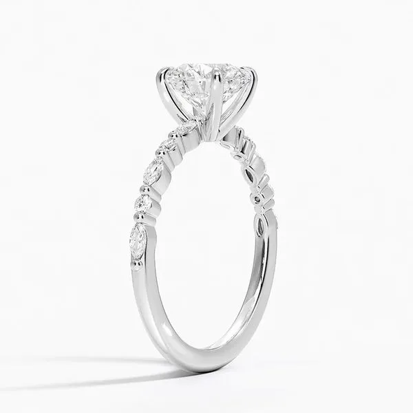 14K White Gold Alternating Diamond Semi-Mount Ring Image 2 Moore Jewelers Laredo, TX