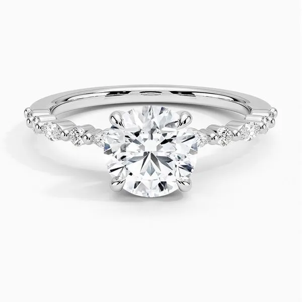 14K White Gold Alternating Diamond Semi-Mount Ring Moore Jewelers Laredo, TX