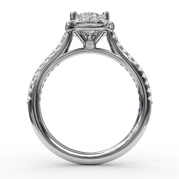 14K White Gold Pear Halo Semi-Mount Ring Image 2 Moore Jewelers Laredo, TX