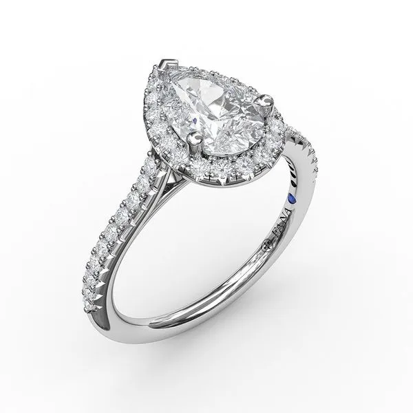 14K White Gold Pear Halo Semi-Mount Ring Moore Jewelers Laredo, TX