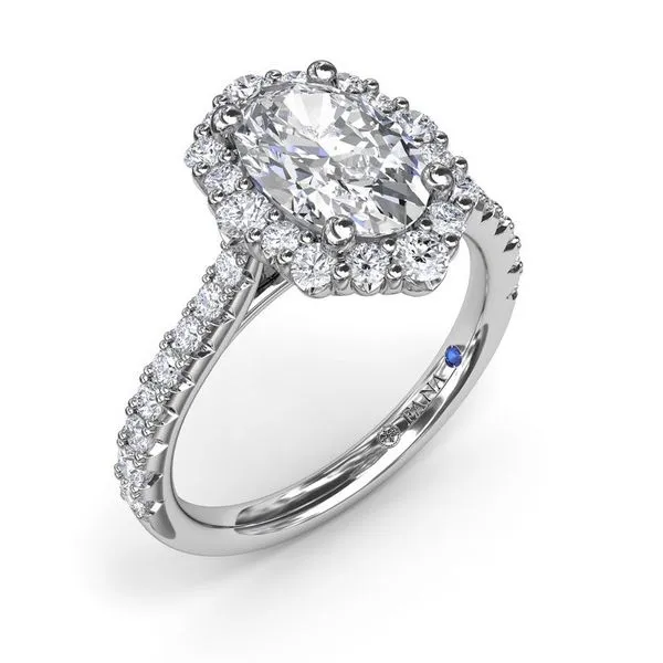 14K White Gold Oval Halo Diamond Semi-Mount Ring Image 2 Moore Jewelers Laredo, TX