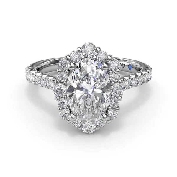 14K White Gold Oval Halo Diamond Semi-Mount Ring Image 3 Moore Jewelers Laredo, TX