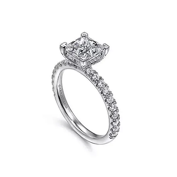 14K White Gold Hidden Halo Diamond Semi-Mount Ring Image 2 Moore Jewelers Laredo, TX