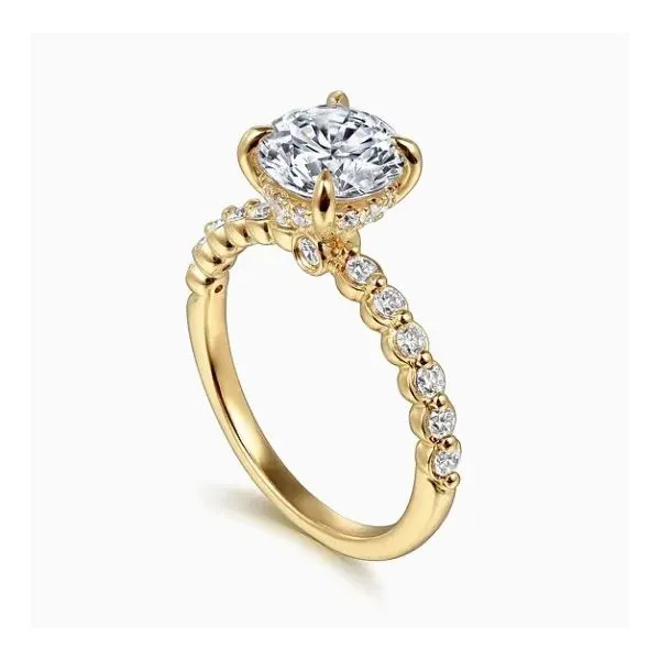 14K Yellow Gold Hidden Halo Shared- Prong Diamon Semi-Mount Ring Image 3 Moore Jewelers Laredo, TX