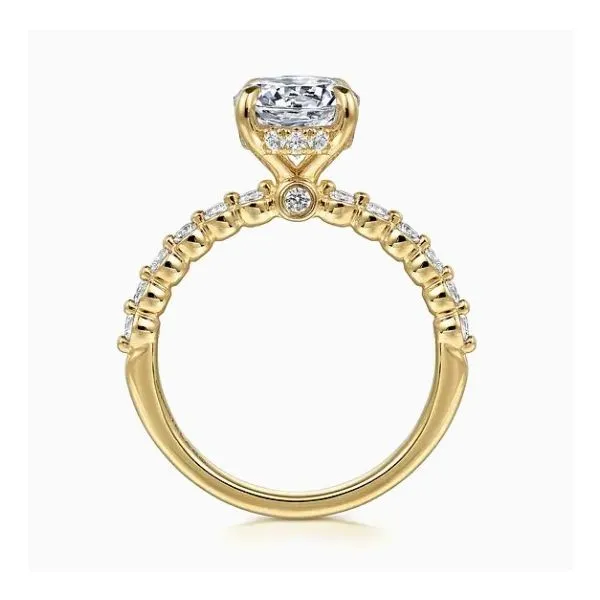 14K Yellow Gold Hidden Halo Shared- Prong Diamon Semi-Mount Ring Image 4 Moore Jewelers Laredo, TX