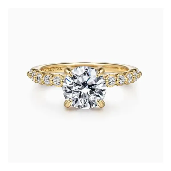 14K Yellow Gold Hidden Halo Shared- Prong Diamon Semi-Mount Ring Moore Jewelers Laredo, TX