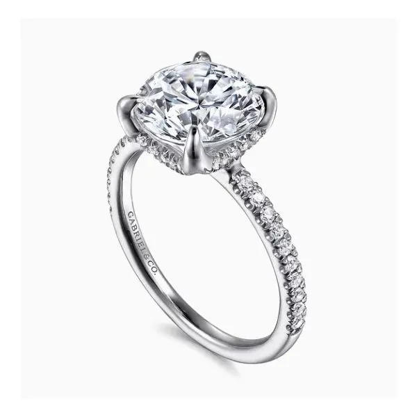 14K White Gold Hidden Halo Diamond Semi- Mount Ring Image 2 Moore Jewelers Laredo, TX