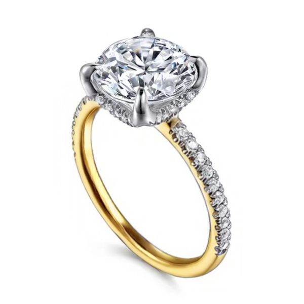 Two Tone 14K Yellow & White Gold Semi-Mount Ring Moore Jewelers Laredo, TX