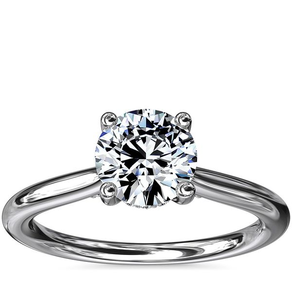 14K White Gold Hidden Halo Diamond Engagement Ring Moore Jewelers Laredo, TX