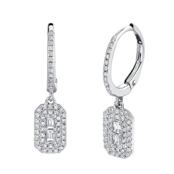 14K White Gold Diamond Dangle Earrings Moore Jewelers Laredo, TX